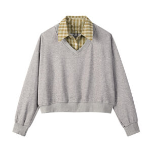 Shirt Collar Fake Two Piece Sweatshirt