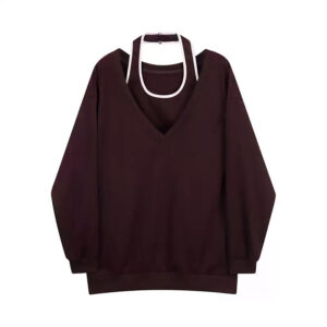 Loose Off-Shoulder V-Neck Sweatshirt